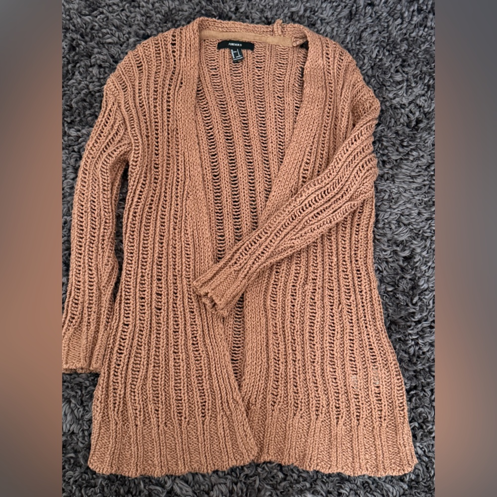 Long Cozy Knit Sweater in Tan